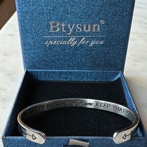Btysun Silver Tone Stainless Steel Inspirational Bracelet